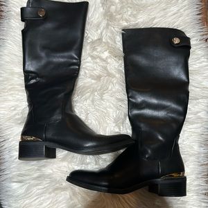 Zara basic collection black leather riding boots.  Size 38
